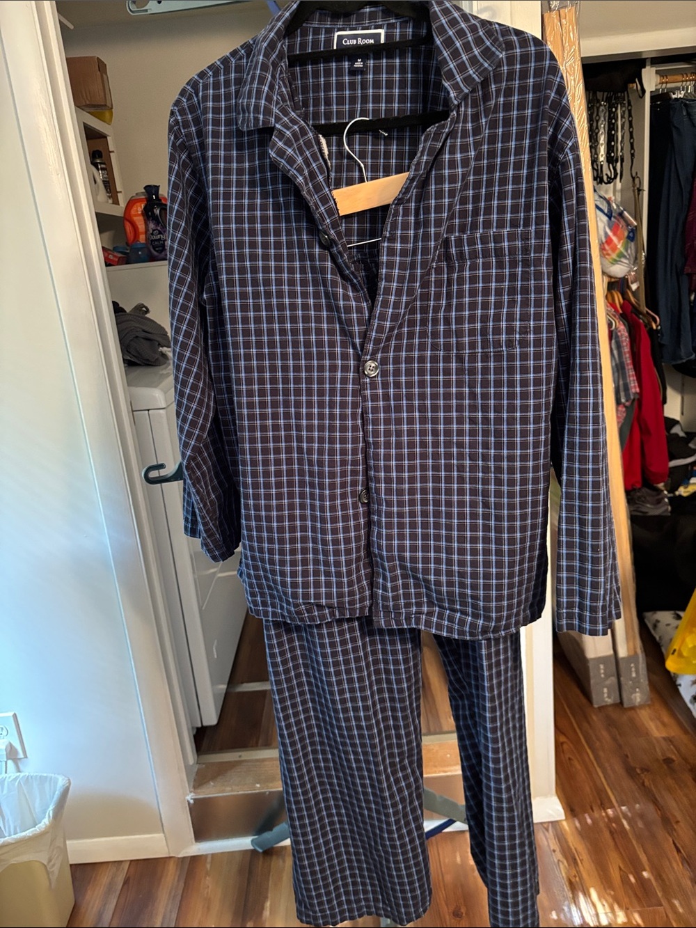 Men’s Navy Plaid Pajama Set
